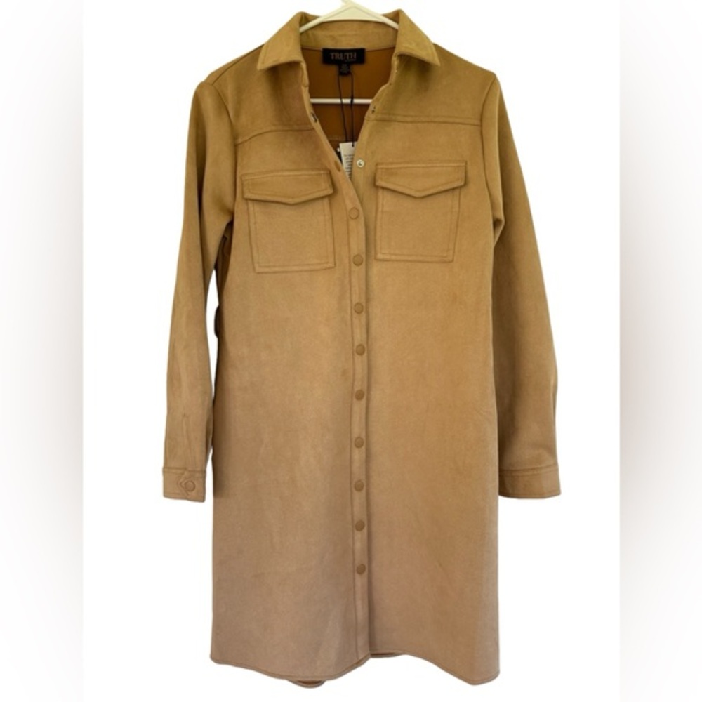 NWT Truth by Republic Women's Tan Corduroy Like Shirt Dress‎ Size S/P